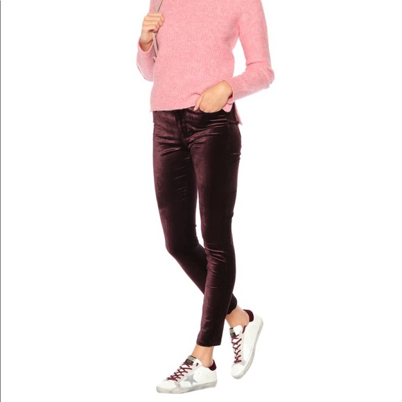Paige Dark Magenta Verduga Velvet Ankle Jean Pant